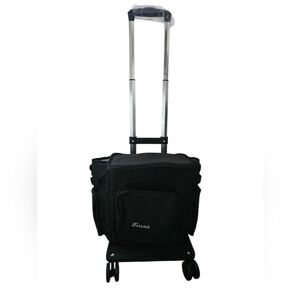 NWOT TERROIR Rolling 6-Bottle Insulated Black Wine Trolley Bag Case